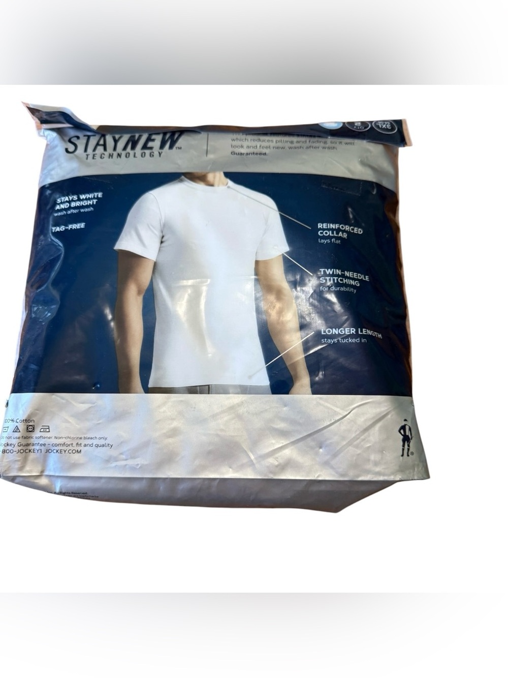 2 Jockey Men's White Crew Neck Undershirt - StayNew Technology 3X